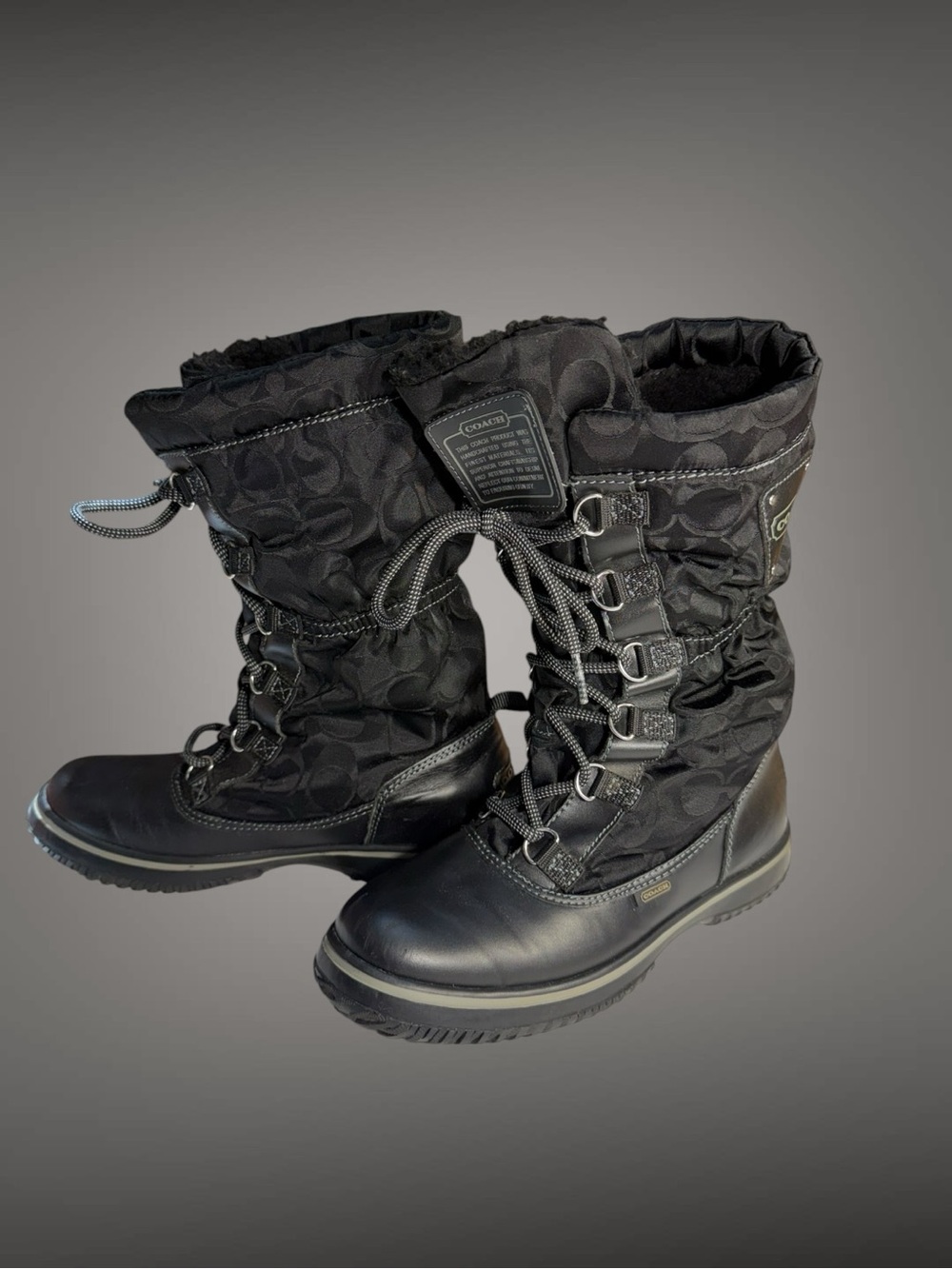 COACH SHAINE SIGNATURE BLACK WINTER BOOTS WOMEN 6.5B